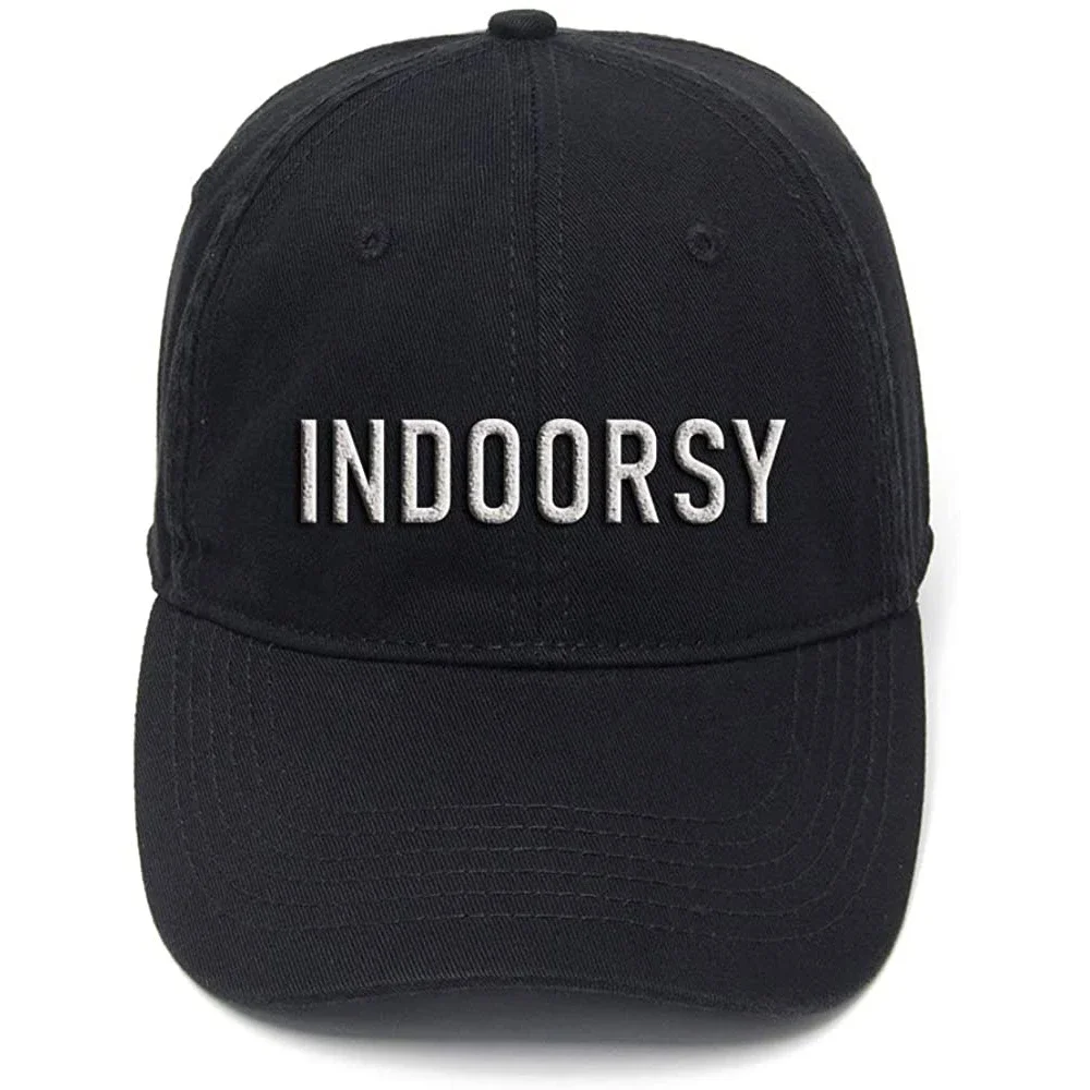 Lyprerazy Indoorsy Washed Cotton Adjustable Men Women Unisex Hip Hop Cool Flock Printing Baseball Cap