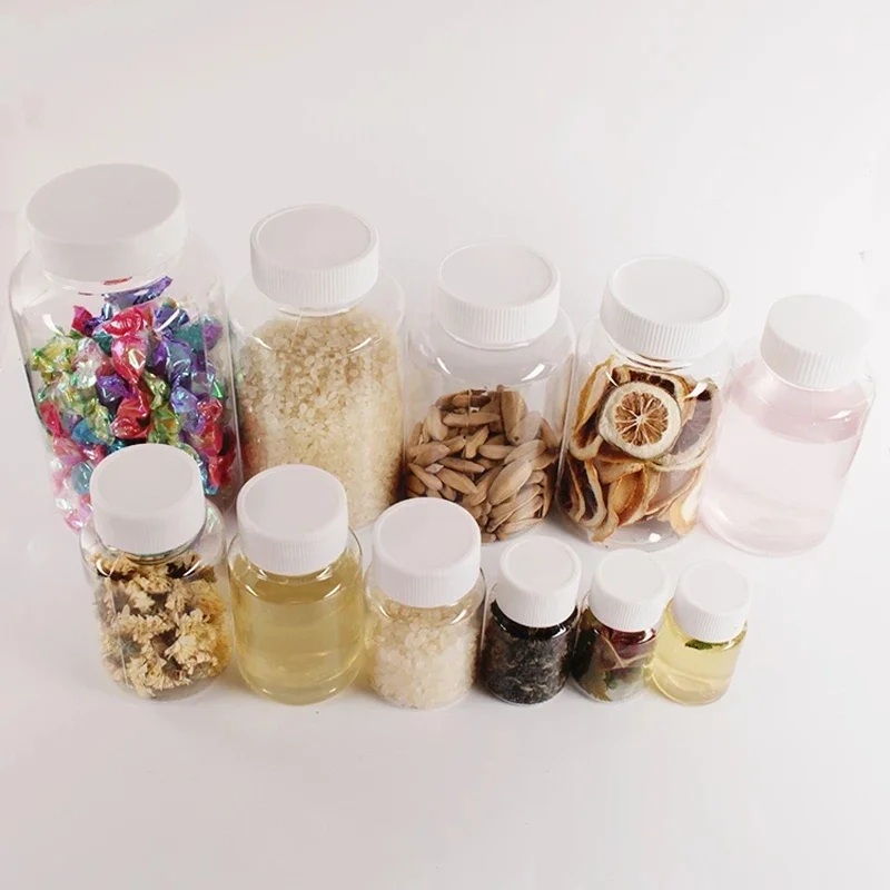 контеинер для хранения 50Pcs 15/20/30/50ml Refillable Plastic PET Seal Bottle Liquid Reagent Storage Container Food Storage Jars