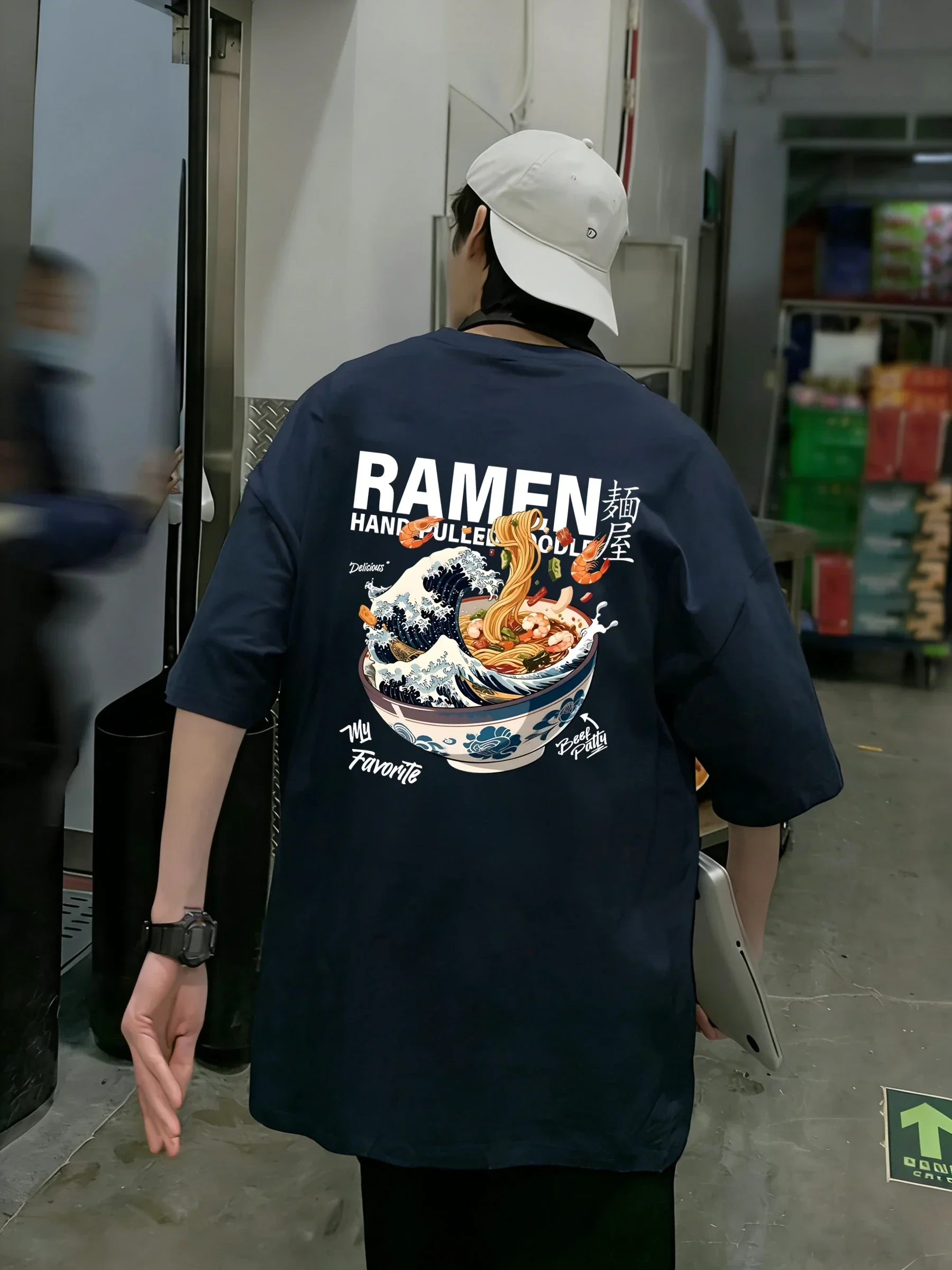 A Bowl Of Rich Lamian Noodles Design T Shirts Men Cotton Basics T-Shirt Soft Summer Short Sleeve Unisex O-Neck Loose Casual Top