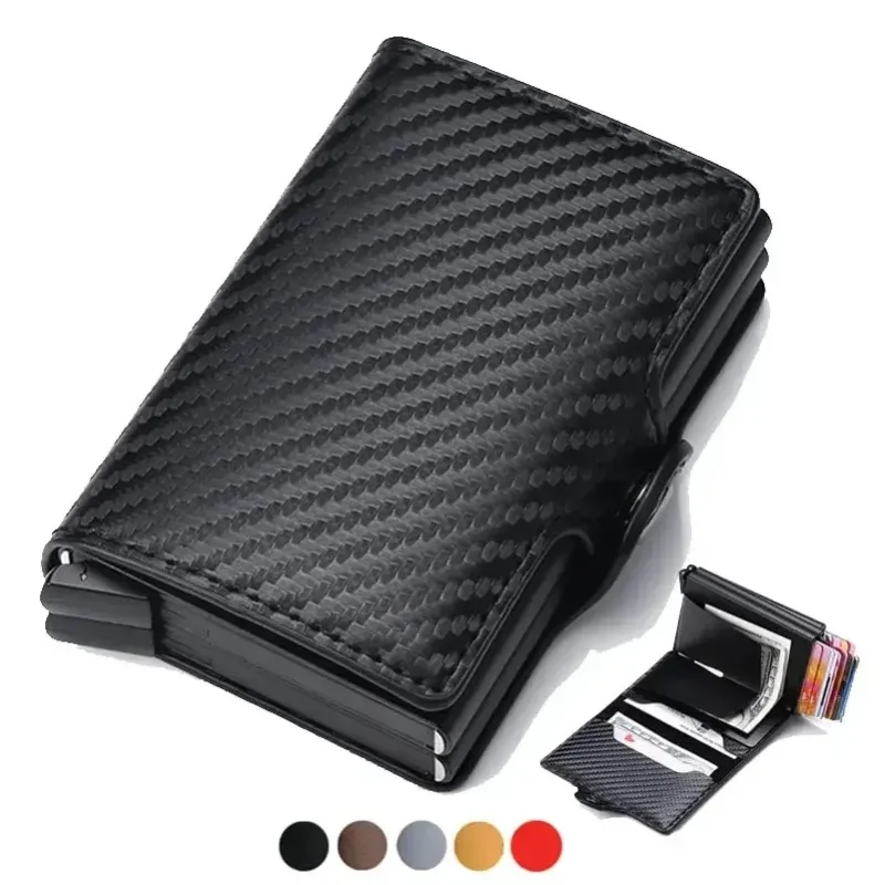 Doppelschichtige Herren-ID-Kreditkartenhalter-Brieftasche mit RFID-Schutz Magisches Leder Slim Mini Kleine Geldbörse