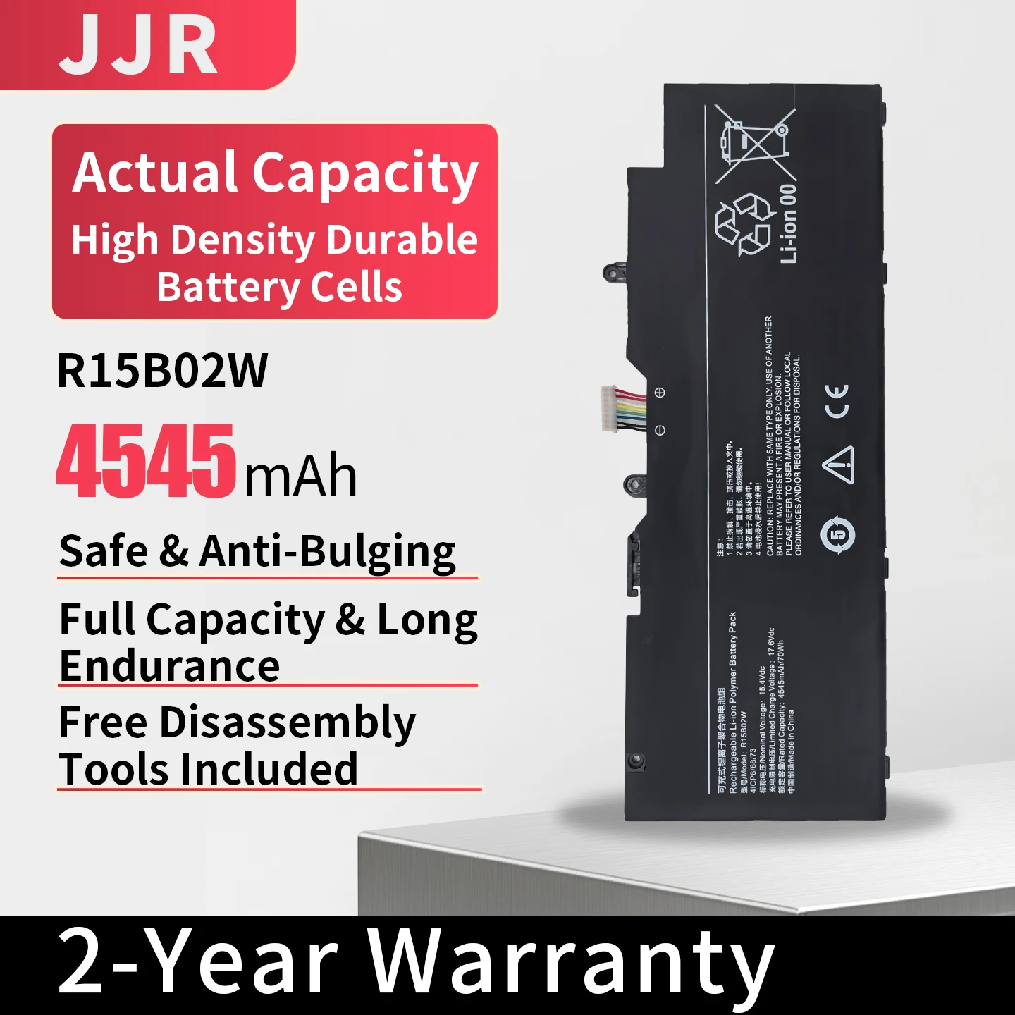 R15B02W 70Wh/4545mAh 15.4V Replacement Laptop Battery for RedmiBook Pro 15 R7 XMA2007-BB BJ