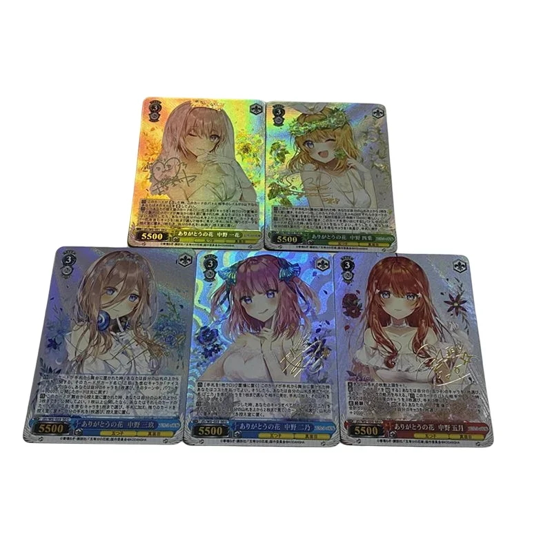 

5Pcs/set The Quintessential Quintuplets Refractive Flash Card Signature Card Nakano Yotsuba Kawaii Anime Collection Card Gifts