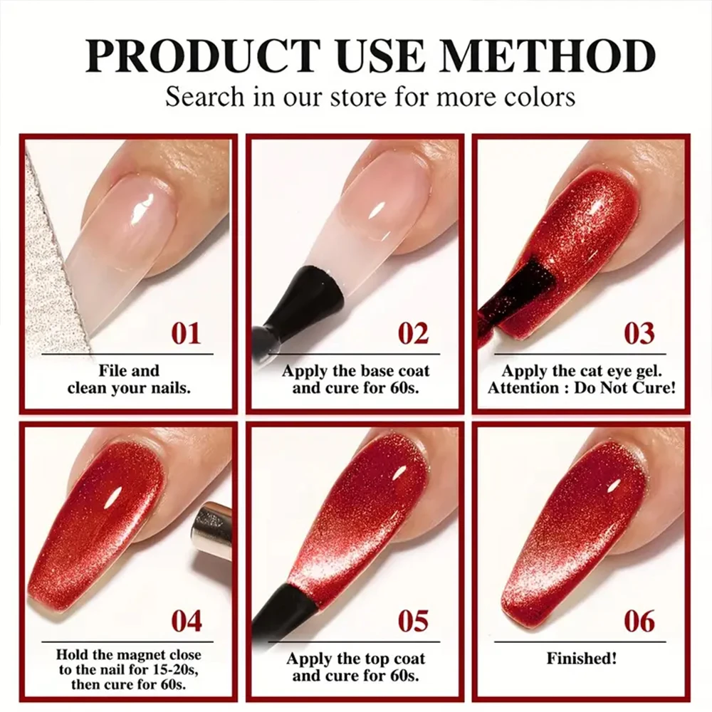 Esmalte de uñas de Gel magnético de gato rojo, 8ml, brillo, imán de cristal semipermanente, esmalte de uñas de Gel de ojo de gato, arte de uñas DIY