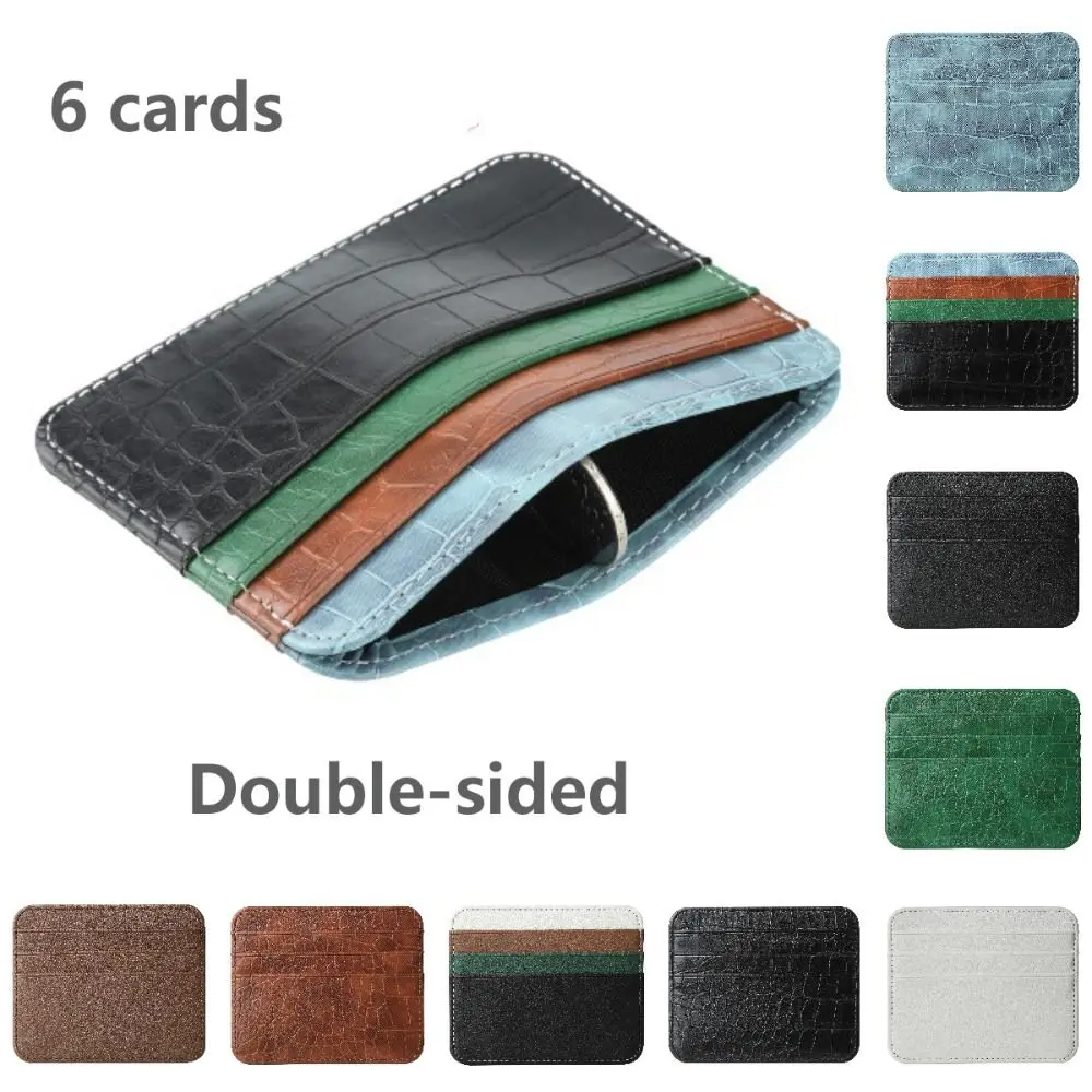 Double-sided Card Holder Organizer PU Leather Ultra-thin Card Protector Wallet Coin Pouch Credit Card Sleeve Card Storage