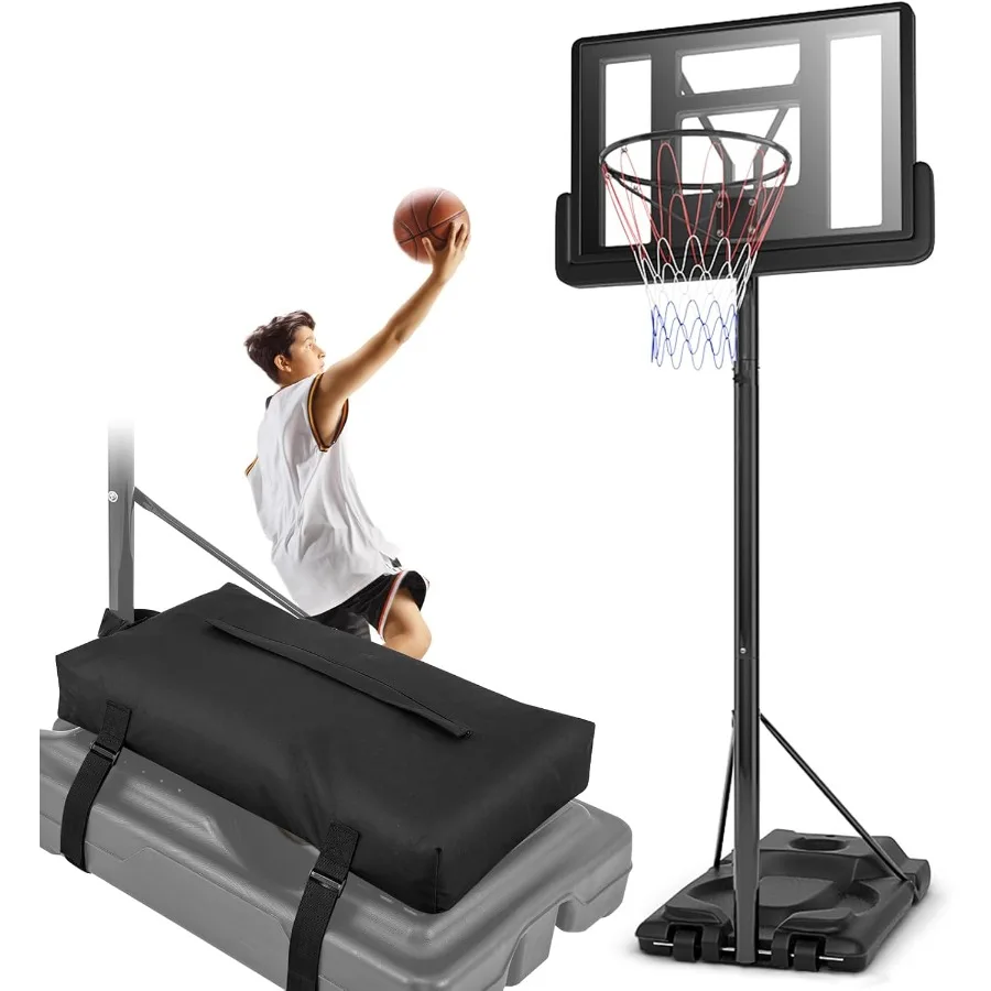 

Basketball Hoop 5.910 FT Adjustable Basketball Goal with Shatterproof Backboard 2 Nets Portable Basketball Hoop for Indoor Outd