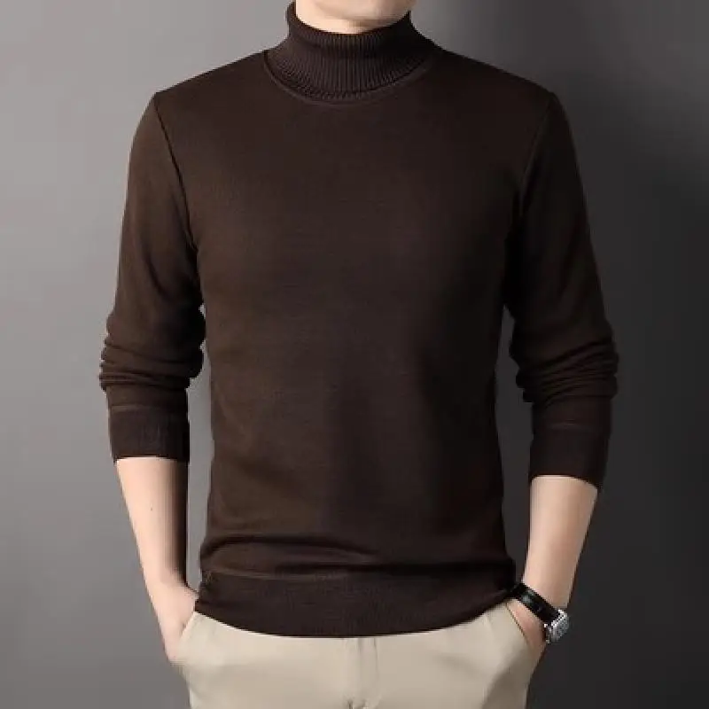 2023 musim gugur musim dingin Turtleneck sweater bulu domba Pria Slim rajutan tebal pullover pria kasual rajut hangat sweater XXXL