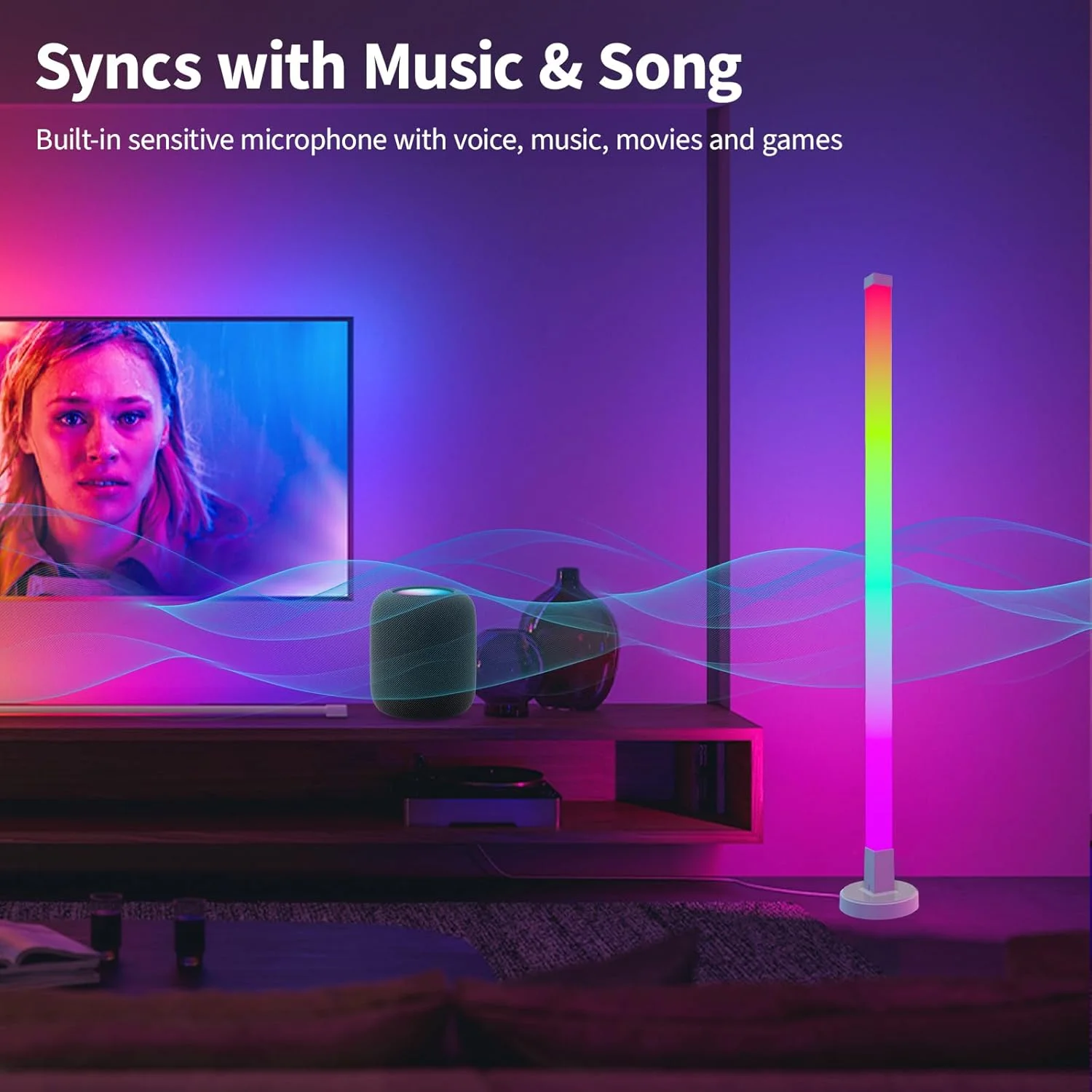 Lâmpada de chão de canto lâmpada de canto RGB inteligente com aplicativo e controle remoto lâmpada de pé de sincronização de música com 16 milhões de cores DIY