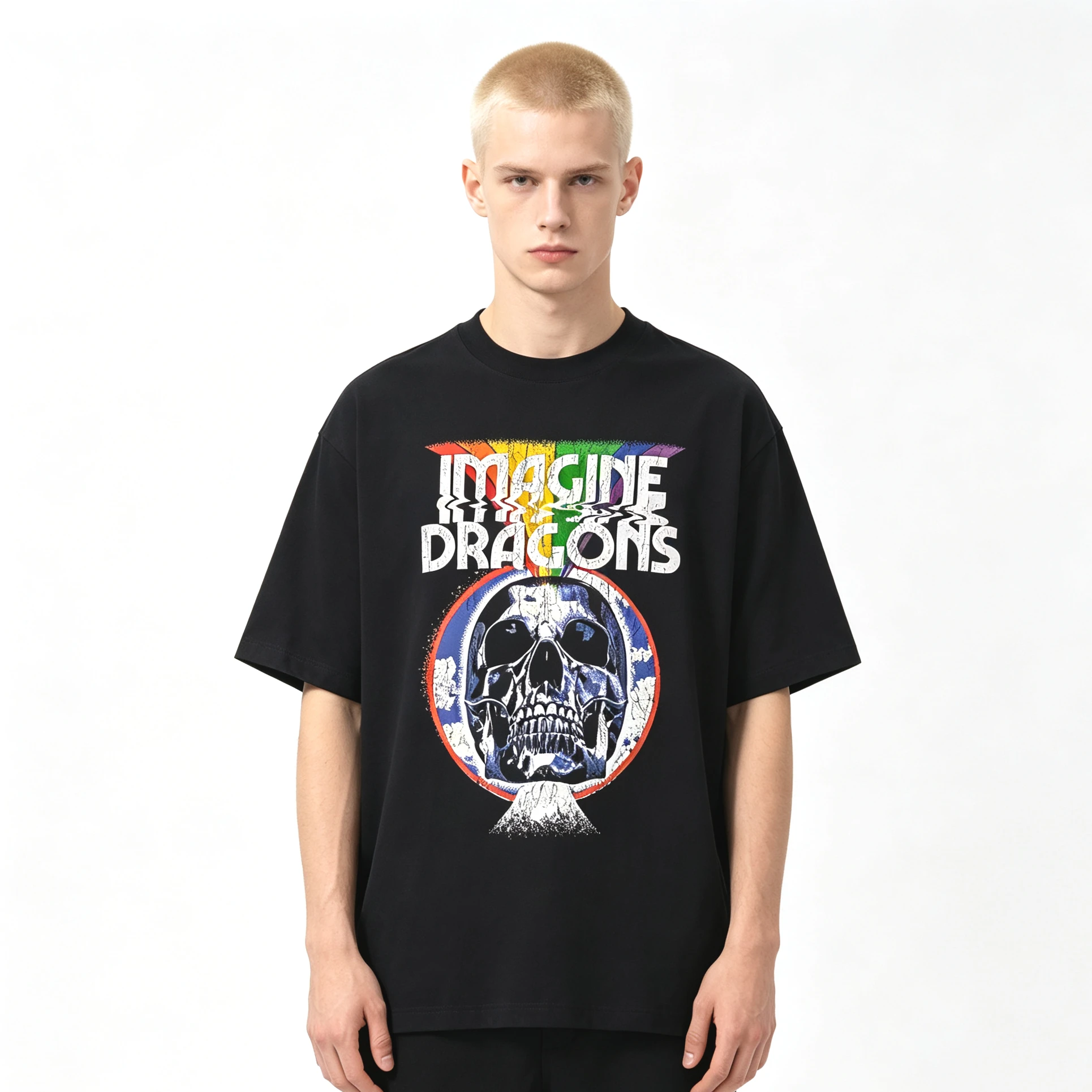 2026 Summer Hot Sale Rock Band Imagine Dragons Skeleton Graphic Print T Shirts Unisex Harajuku Hip Hop Punk Gothic Round Tshirt