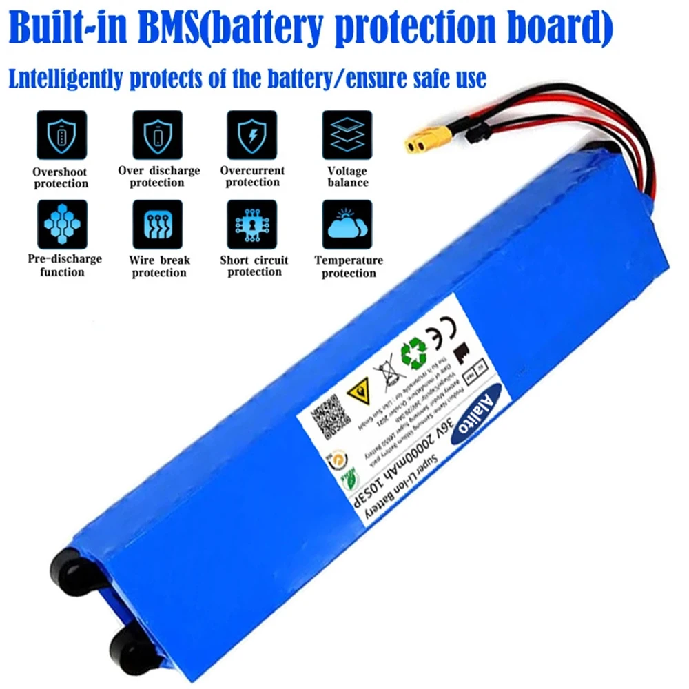 2024 36V 20Ah 18650 Lithium Battery Pack 10S3P 20000mah 500W Same Port 42V for M365 Power Battery with BMS