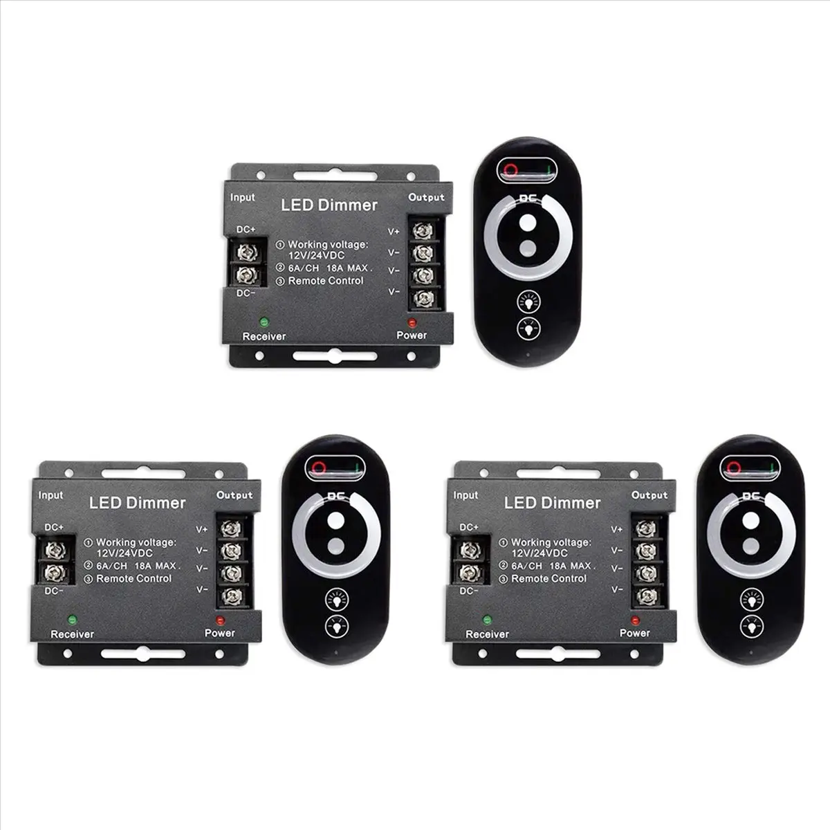 【HOT)A09R】 3X 18A LED Monochrome Controller Dimmer 12V 24V with RF Wireless Touch Remote Control for Single Color Light Bar
