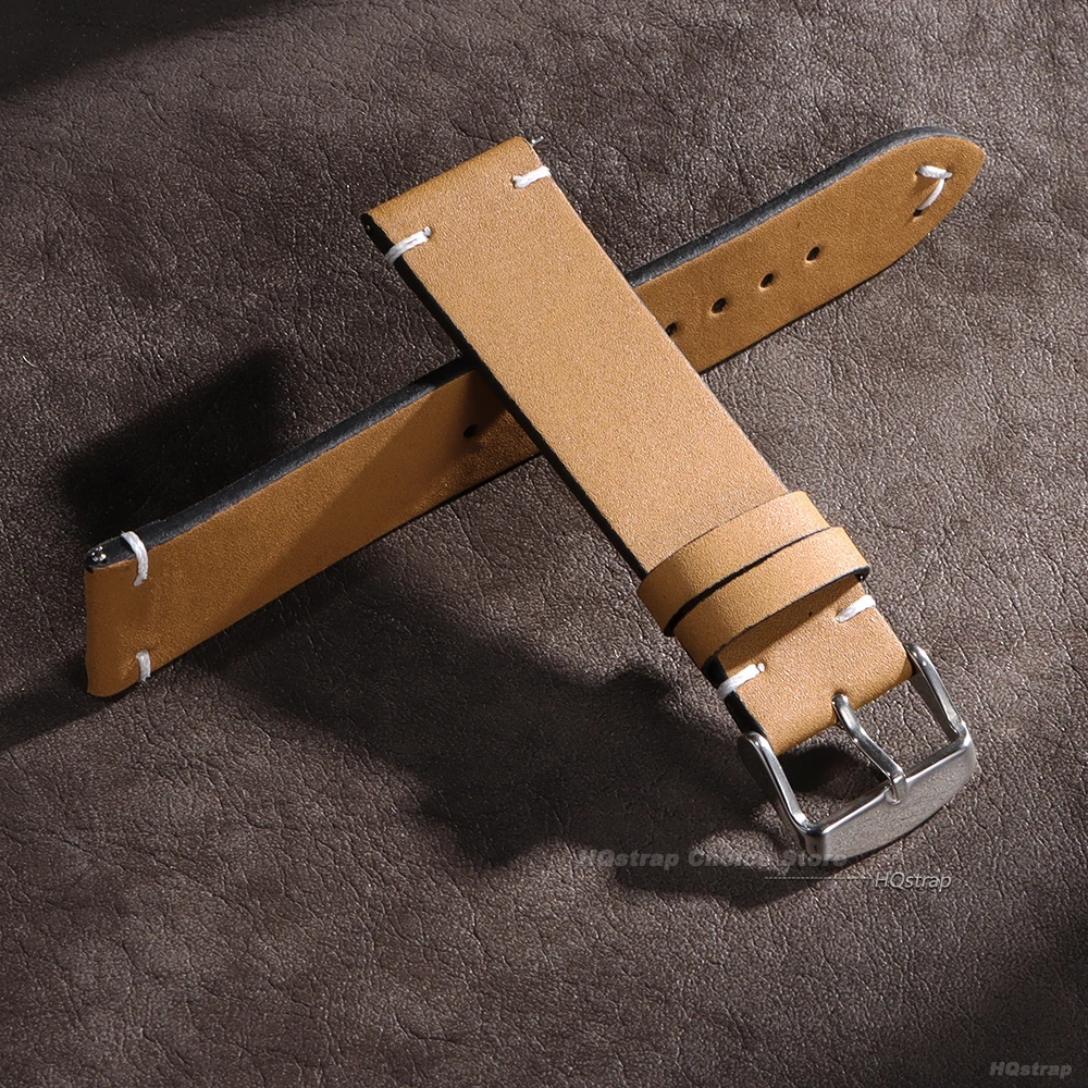 الإفراج السريع الجلود حزام ساعة اليد خياطة 18 مللي متر 20 مللي متر 22 مللي متر العالمي حزام ساعة خمر أسود أزرق براون حزام الساعات اكسسوارات