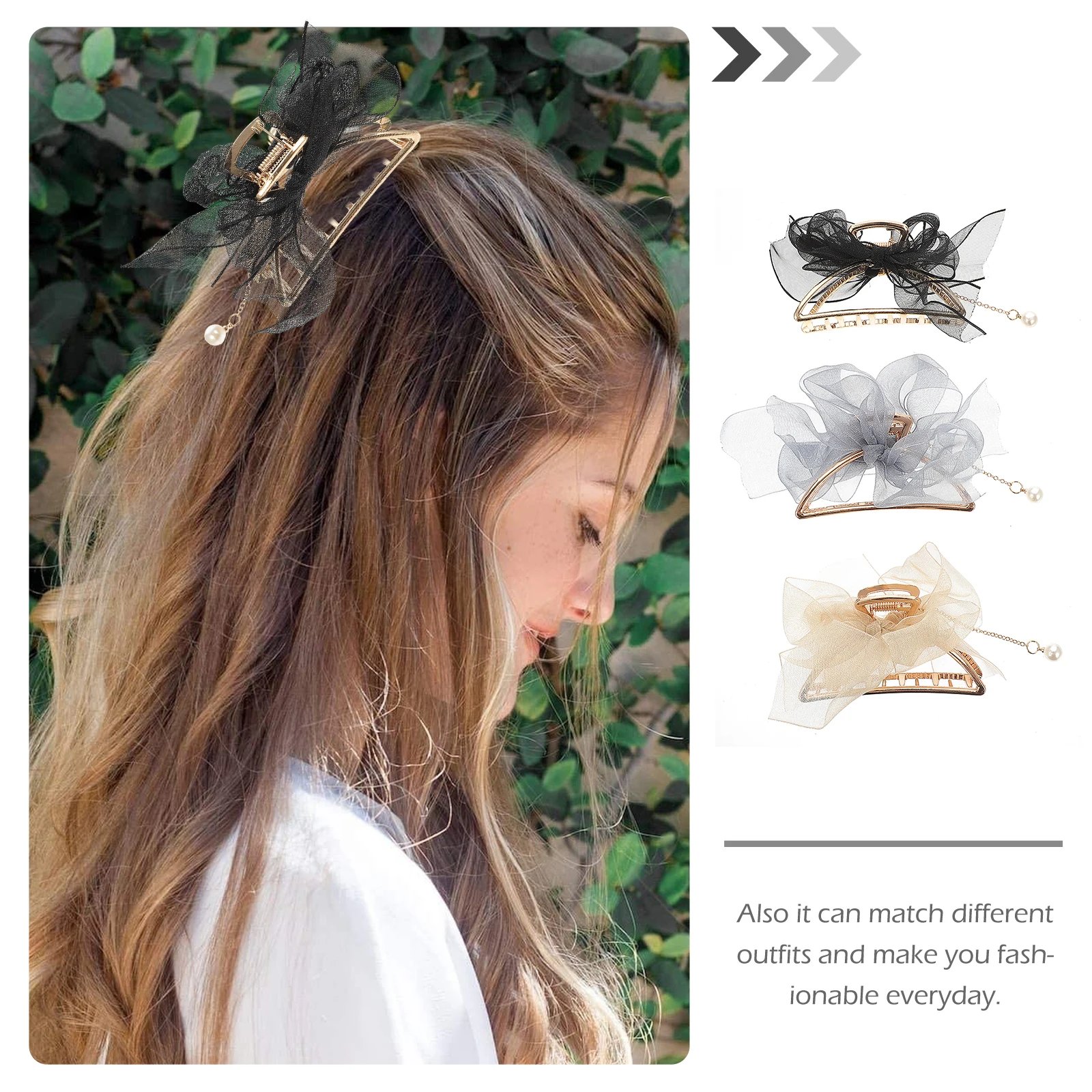 

3pcs Large Metal Clips Stunning Barrette For Women Thick Hair Face Washing Makeup Cooking Elegant Hair Claw Clutch Accessories