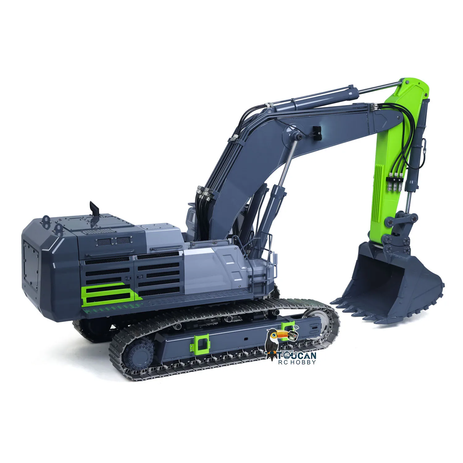 Excavadora hidráulica con Control remoto RTR 1/12, máquina resistente 395F, válvulas de Metal de 6 canales, excavadora RC, Motor sin escobillas, acoplador rápido ESC