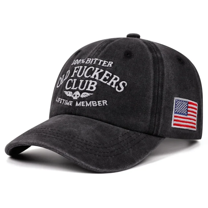 Customization Old Fuckers Club-Vintage Baseball Cap,100% Bitter Lifetime Member, Embroidery Distressed Soft Cotton Dad Hat Outdo