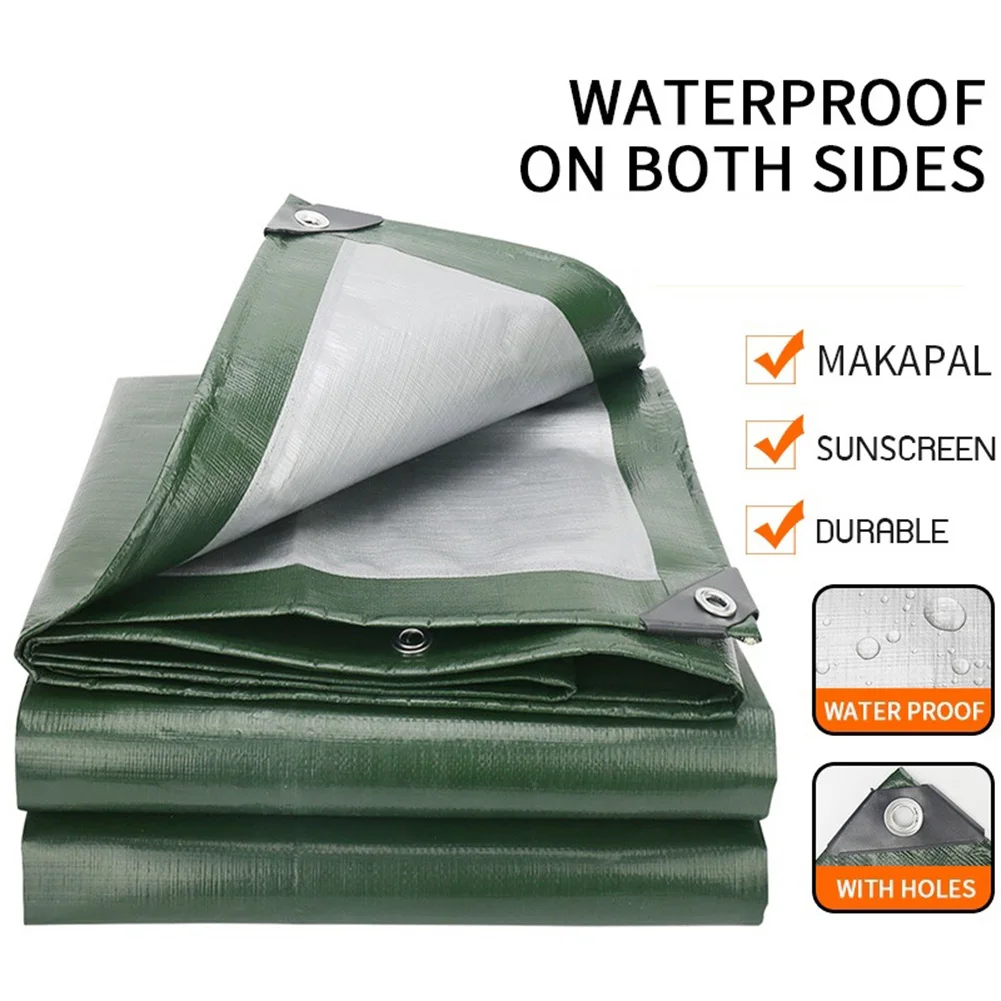 

Tarp 2×3m 3×4m Waterproof Green Silver Rain Cover Tarpaulin Canopy Awning Uv Block Car Awning Camping Fishing Sunshade