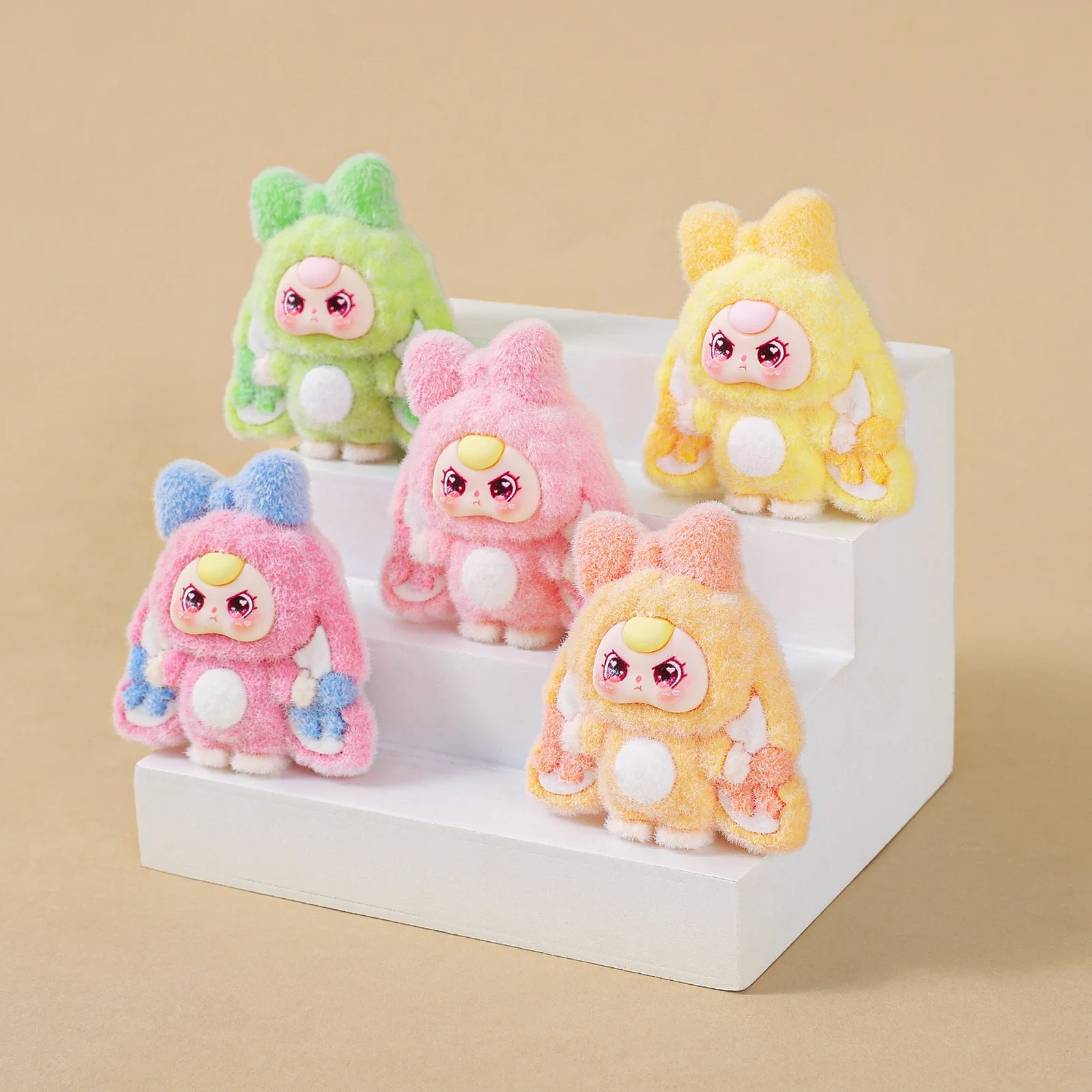 

10 pieces of bow-tie wearing rabbit baby figurines with cute ears, lovely decorative items for the tabletop, and as gifts.