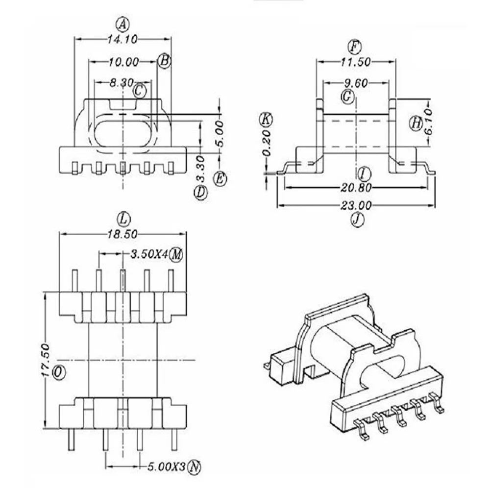 EPC17Ferrite núcleo PC44 material e bobina SMD 4 + 5PIN 30 jogos/lote