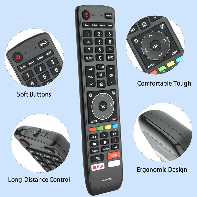 EN3AA39H EN3AA39S Remote Control For Hisense TV H50A6550 H43A6550 H55A6550 Replacement Controller With YouTube NETFLIX Buttons