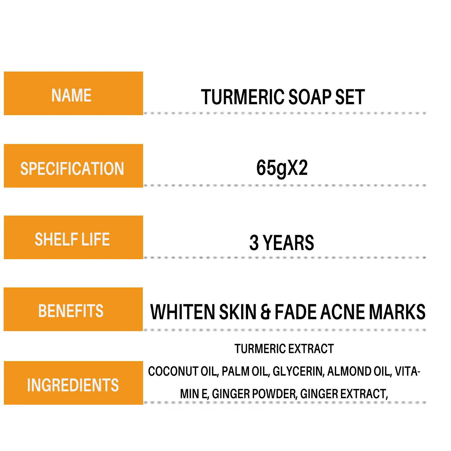 130g Kurkuma Whitening Zeep Verwijderen Acne Schone Vette Huid Natuurlijke Chinese Geneeskunde Ingrediënten Lichaamsverzorging Anti Aging Handgemaakte Zeep