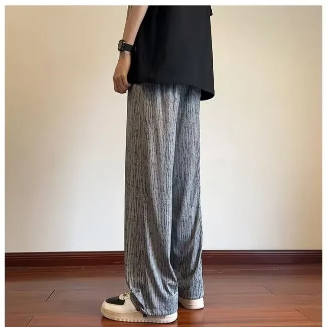 Pantaloni lunghi casual dritti per adolescenti, sottili, da appendere, estivi, in seta di ghiaccio, da uomo, antirughe, Spor, colore base giovanile