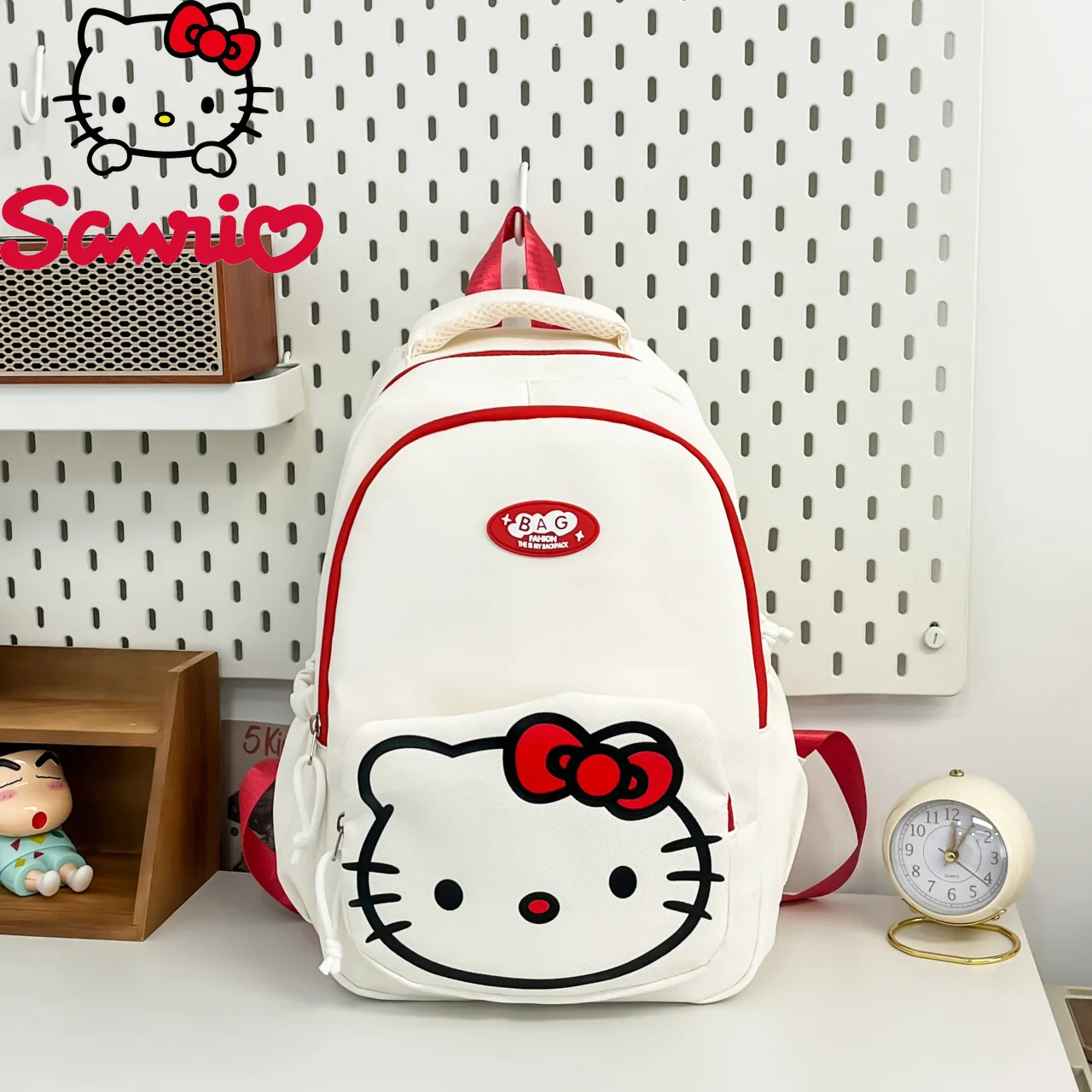 

Sanrio Hello Kitty Backpack Cartoon Cute Student Lightweight School Bag Large Capacity Fashionable Black White