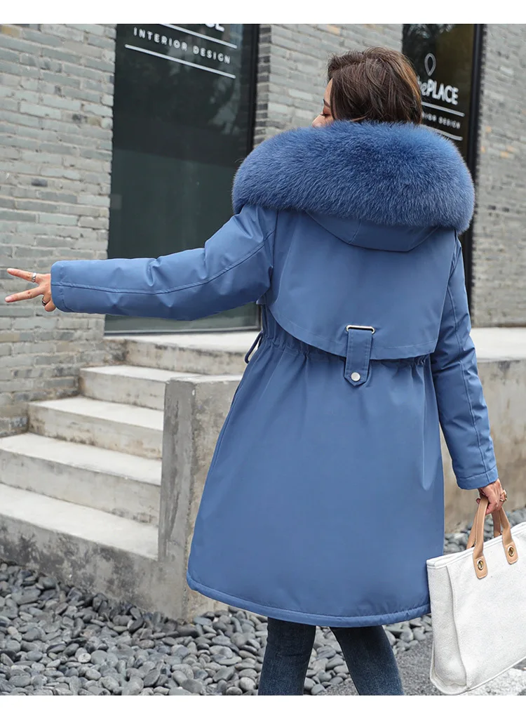 2023 Women\'s Winter Long Jacket Loose Solid Plus Size Female Cold Coat Turn Down Collar Cotton Padded Thick Loose Parkas Woman