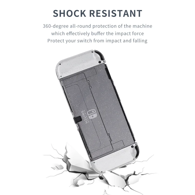 ソフトtpuクリスタルグリッターケーススイッチoledビデオゲームコンソール透明保護カバースイッチlite oledシェルスキン