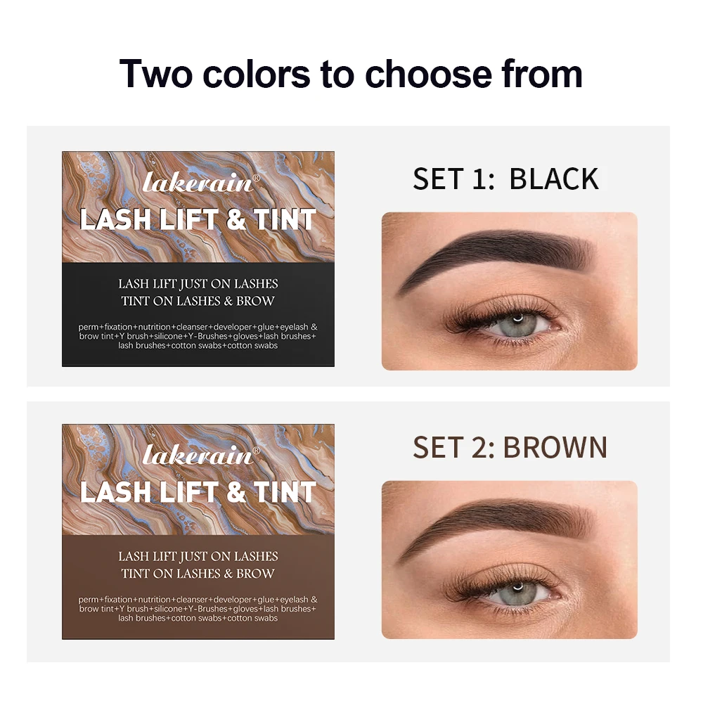 New Semi-Permanent Lash Lift and Color Kit Professional Eyebrow Laminating Lash Lift Permed Lash Dye Eyebrow Makeup 2Colors