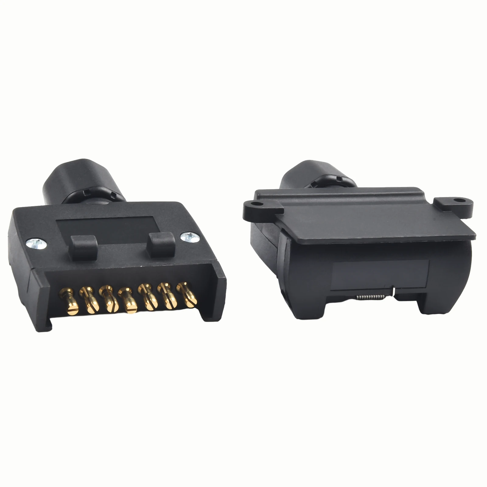 7 Pin Flat Trailer Plug Male & Female Socket Set Caravan Boat Adaptor Connector 12V DC Cross Slotted Copper Needles