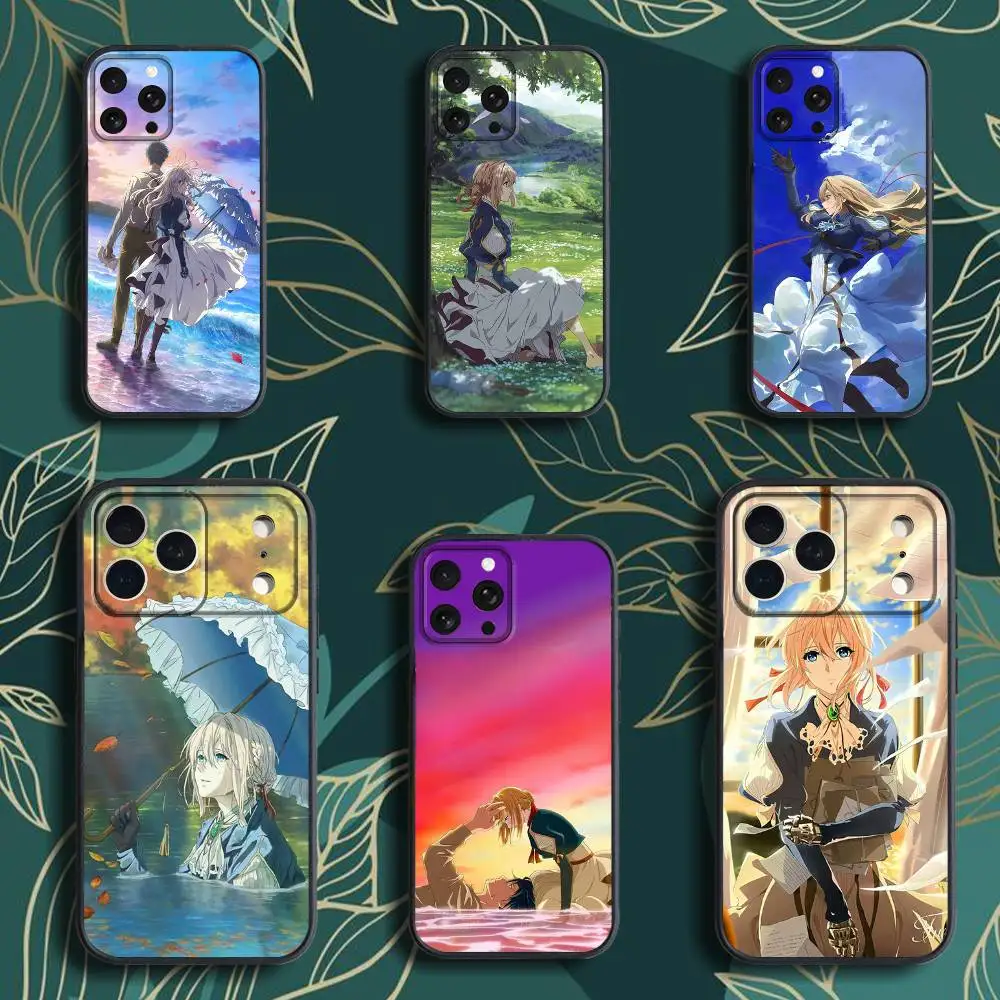 

V-Violet Evergarden-es Phone Case For iPhone 17,16,15,14,13,12,Pro,Max,Plus,E,SE4,Air,Mini Black Soft Box