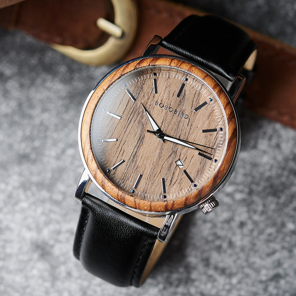 BOBO BIRD Watch Men Wooden Metal Quartz Watches Special Design Men\'s Wristwatches Miyota 2035 Movement Timepieces Great Gift