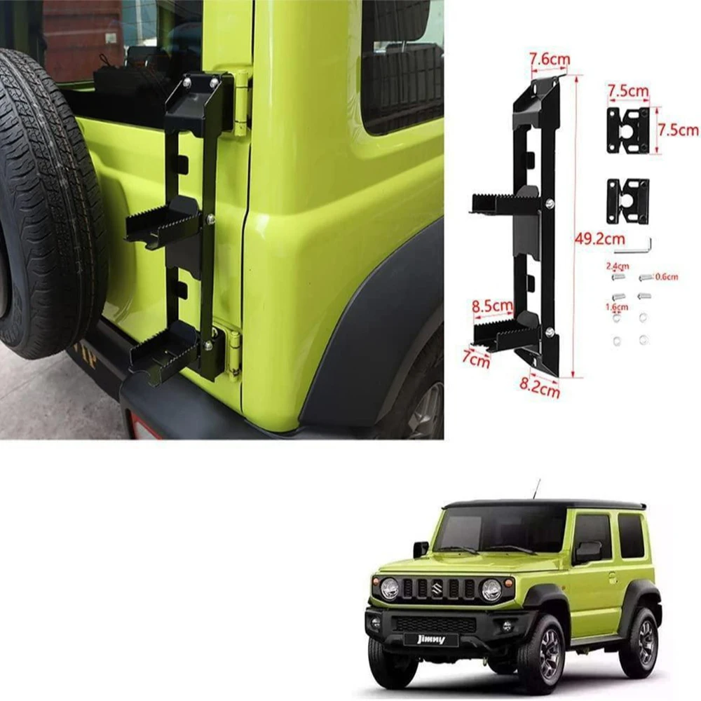 รถTailgateบันไดสําหรับSuzuki Jimny JB64 JB74 2019-2024 พับหางบันไดบานพับเท้าปีนเหยียบอุปกรณ์เสริมภายนอก