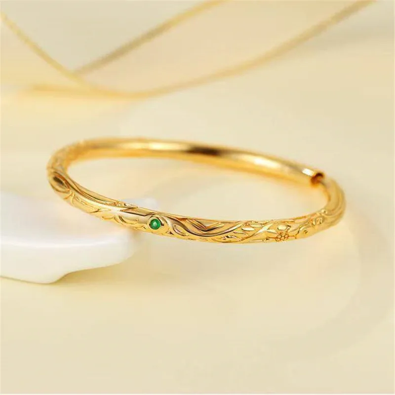 

"Nezha Qiankun Circle" Geometric Design Golden Bracelet 2025 New Simple Opening Alloy Jewelry