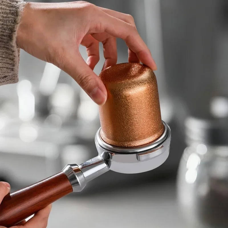 58mm Inverted Coffee Dosing Cup, 304 Stainless Steel Anti-Flying Powder Receiver Bean Cup for Espresso, Barista Tool Accessory