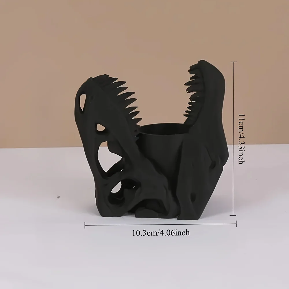 Porte-stylo crâne imprimé en 3D, porte-stylo crâne de dinosaure et porte-brosse de maquillage, organisateur de rangement de bureau Unique, décoration de la maison