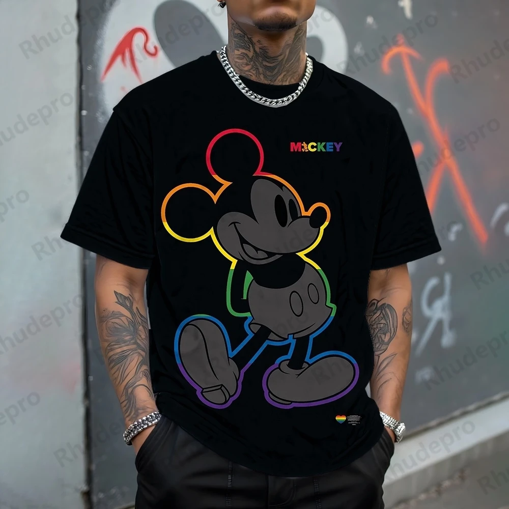 

Disney Summer Men Women Mickey Mouse Graphic T-Shirt Fashion Cartoon Male Short Sleeve Clothing Casual Outfit Streetwear