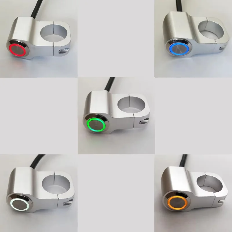 25mm Motorcycle Switch Assembly Motorcross Handlebar Control Switches - Waterproof Fog   Button with Indicator (Chrome)
