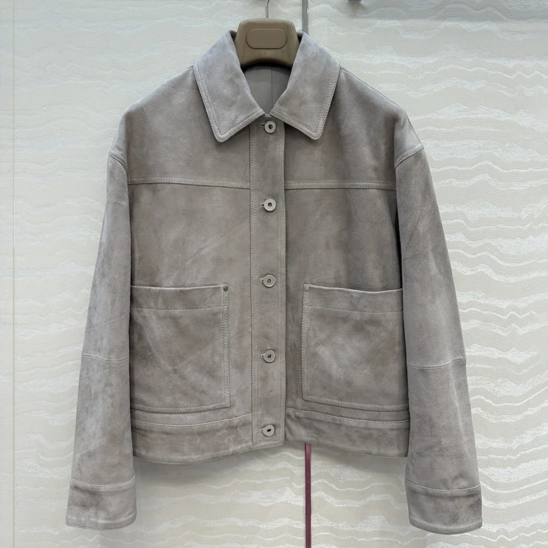 

High-quality neutral style women's spring-autumn new coat with reverse-fur texture luxury clothing 25110803