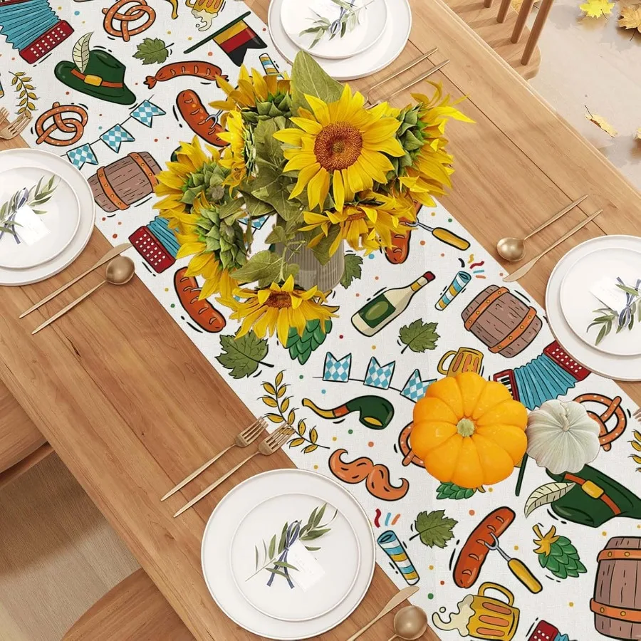 مفرش طاولة من الكتان لمهرجان أكتوبر بطول 72 بوصة لمهرجان أكتوبر الألماني وديكورات حفلات البيرة