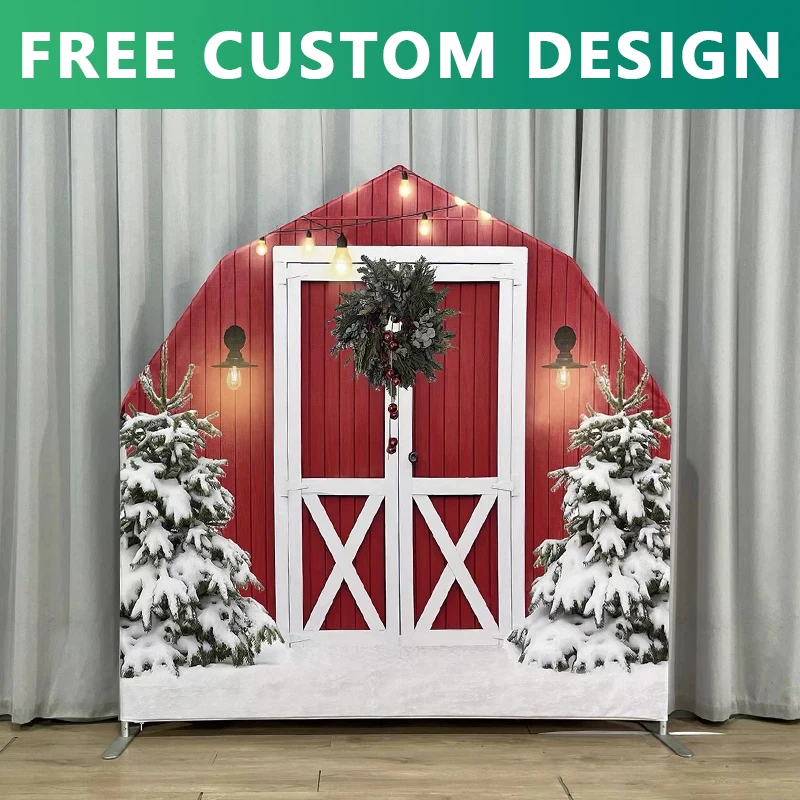 

Double Sided Printed Barn Arch Party Stand Customizable Farm House Backdrop for Baby Shower Birthday Decorations