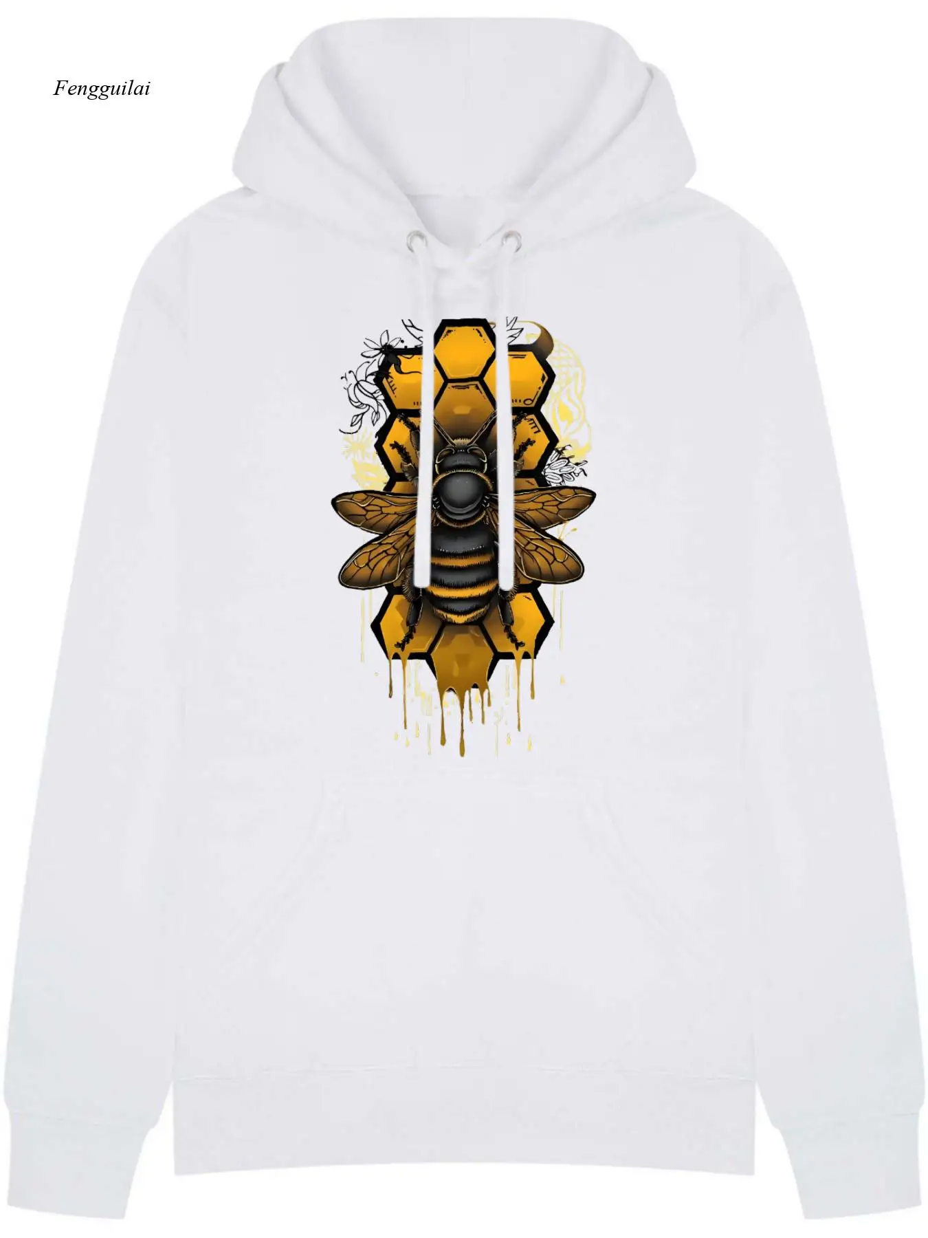 Sweat à capuche avec imprimé abeille – Pull à capuche confortable, pulls chauds décontractés pour l'hiver et l'automne