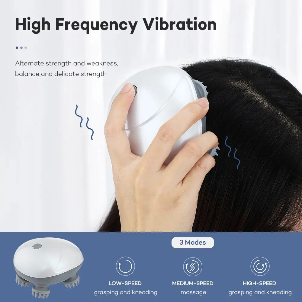 Electric Head Scalp Massager for Hair Growth Stress Relax with 4 Massage Heads Body Massager Relax Shoulder Neck Portability