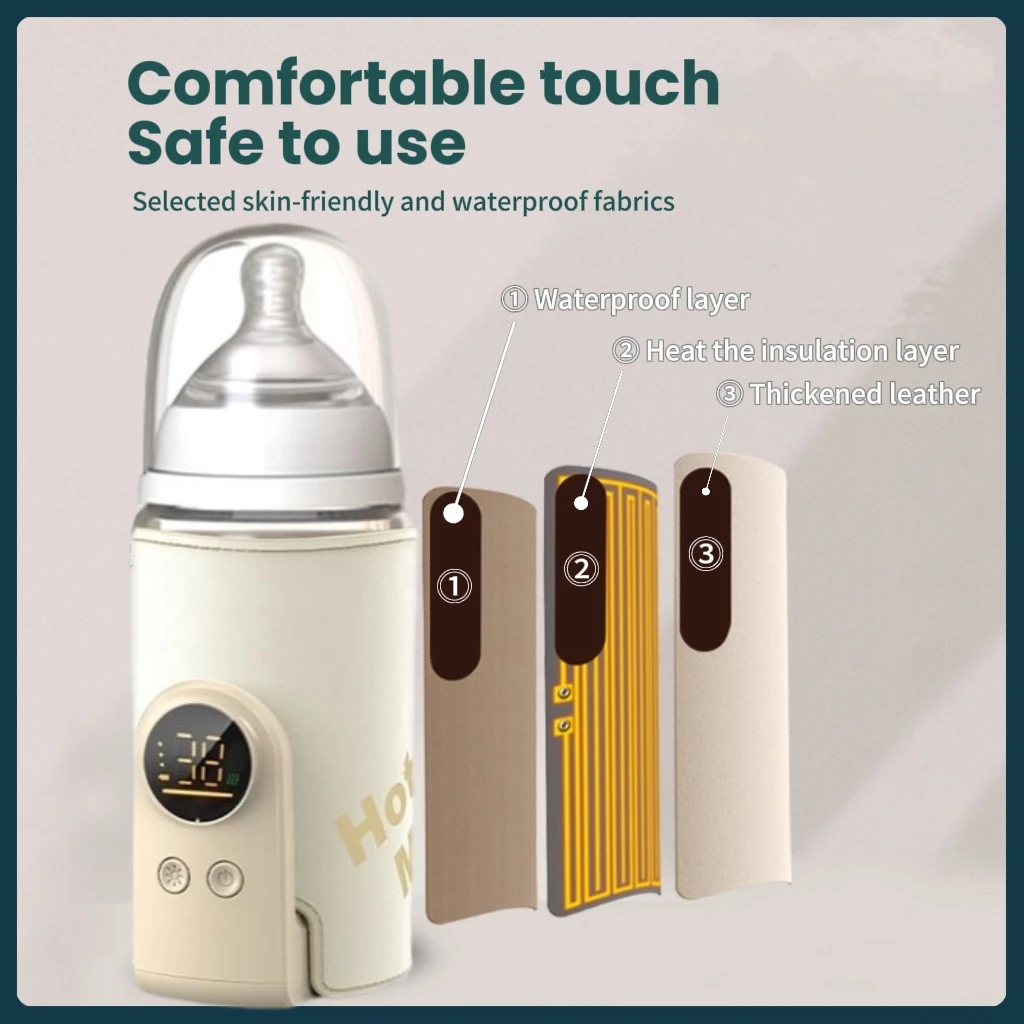 10000mAh Portable Baby Bottle Warmer Rechargeable Newborn Feeding Bottle Heater Smart Constant Temperature 10hrs Fast Heating