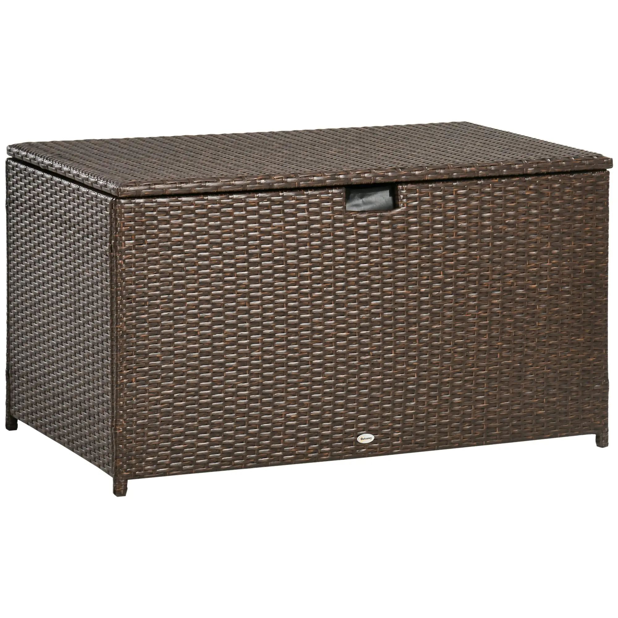 Para caja de cubierta exterior Outsunny, mimbre PE con revestimiento, elevación hidráulica y mango para interior, exterior, Patio, piscina, juguetes,