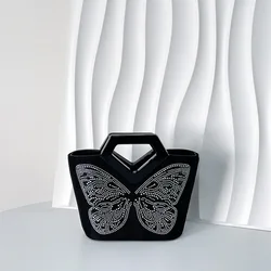 Butterfly Shape Crystal Evening Bag Acrylic Basket Bag Top Handle Purse Women Rhinestone Handbag Wedding Party Clutch For Ladies