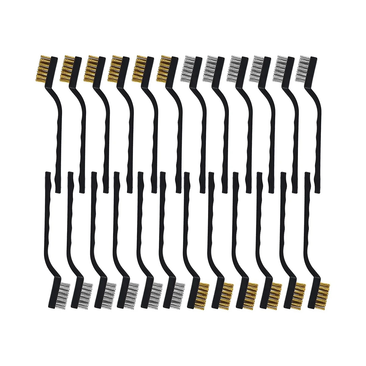 

ABNC-24 шт. проволочная щетка для царапин (нержавеющая сталь + латунь) щетка для кладки с изогнутой ручкой проволочная щетина для очистки сварочного шлака