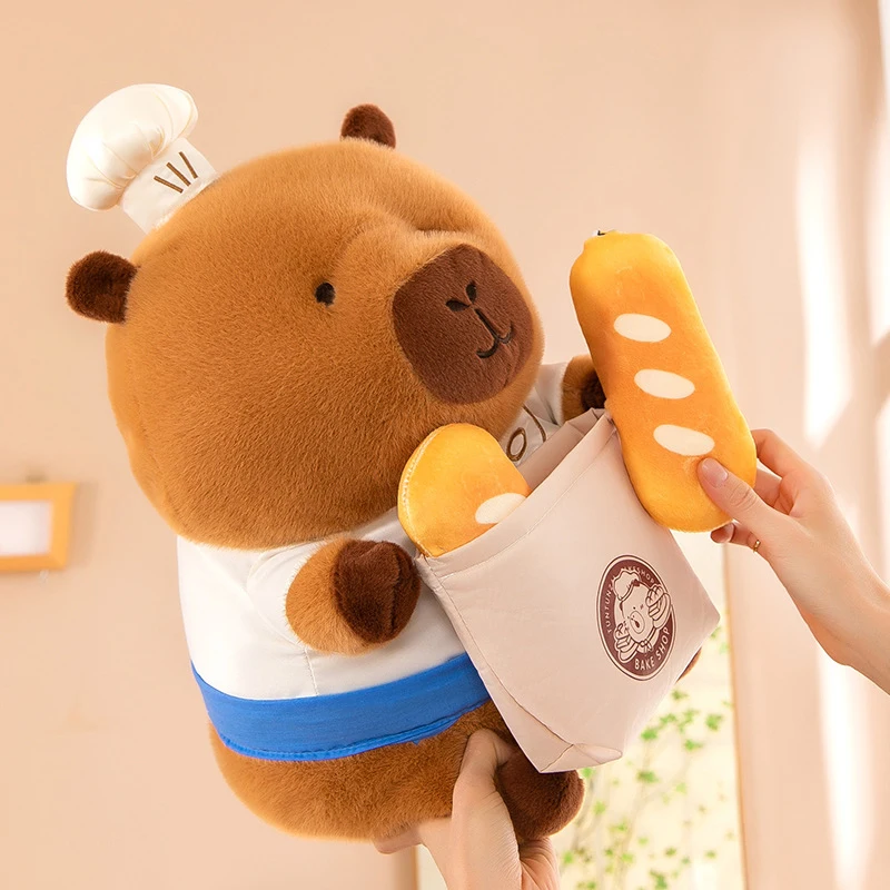 30 cm Chef pain Capybara peluche Kawaii Capibara Anime moelleux jouet mignon poupée animaux en peluche doux poupée en peluche enfants cadeau d'anniversaire
