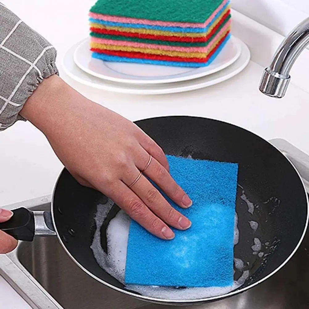 20Pcs Scouring Pad Anti-grease Double Sided Strong Decontamination Dish Scrubber Kitchen Cleaning Cloth