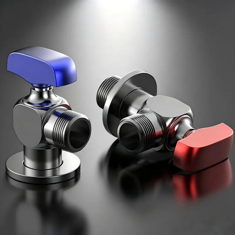 All Copper Thicken Angle Valve Ball Core Hot and Cold Triangle Switch G1/2 4 Points Water Heater Toilet Large Flow Ball