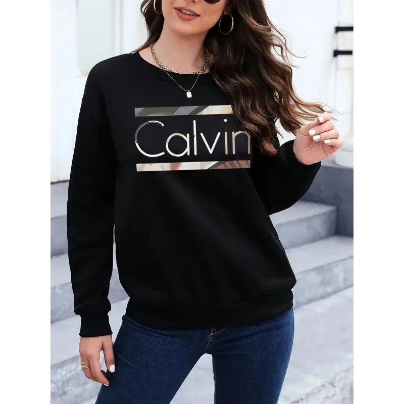 

Women's Comfortable Pullover Sweatshirt, Casual Sports Creative 【Calvin】print Pattern, Women's Sportswear